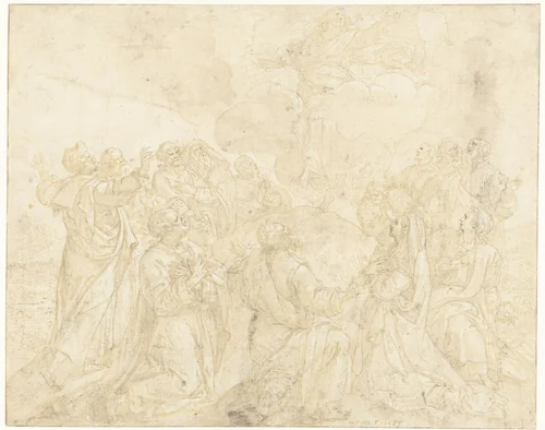 Hemelvaart van Christus by Maerten de Vos, drawing, 1585