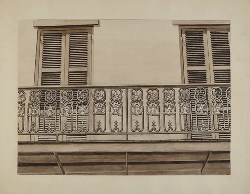 Cast Iron Balcony Rail by Lucien Verbeke, index of american design, 1936