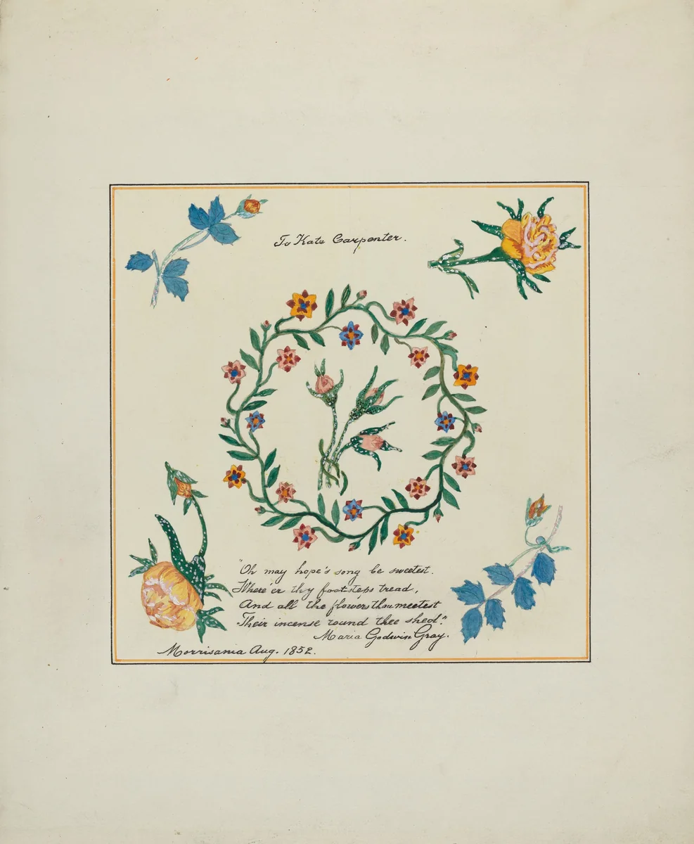 Pieced Autograph Quilt (1 Square) by Margaret Linsley; Cornelius Christoffels, index of american design, 1936