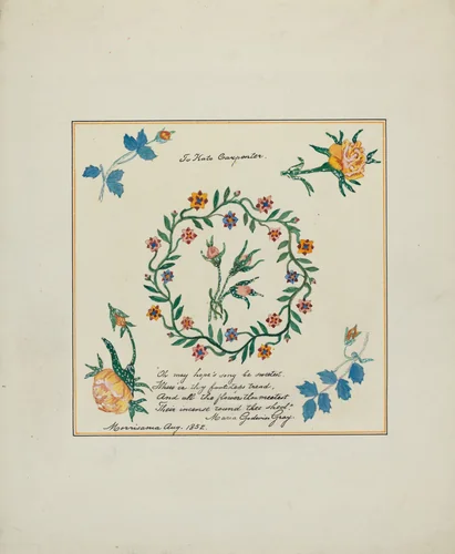 Pieced Autograph Quilt (1 Square) by Margaret Linsley; Cornelius Christoffels, index of american design, 1936