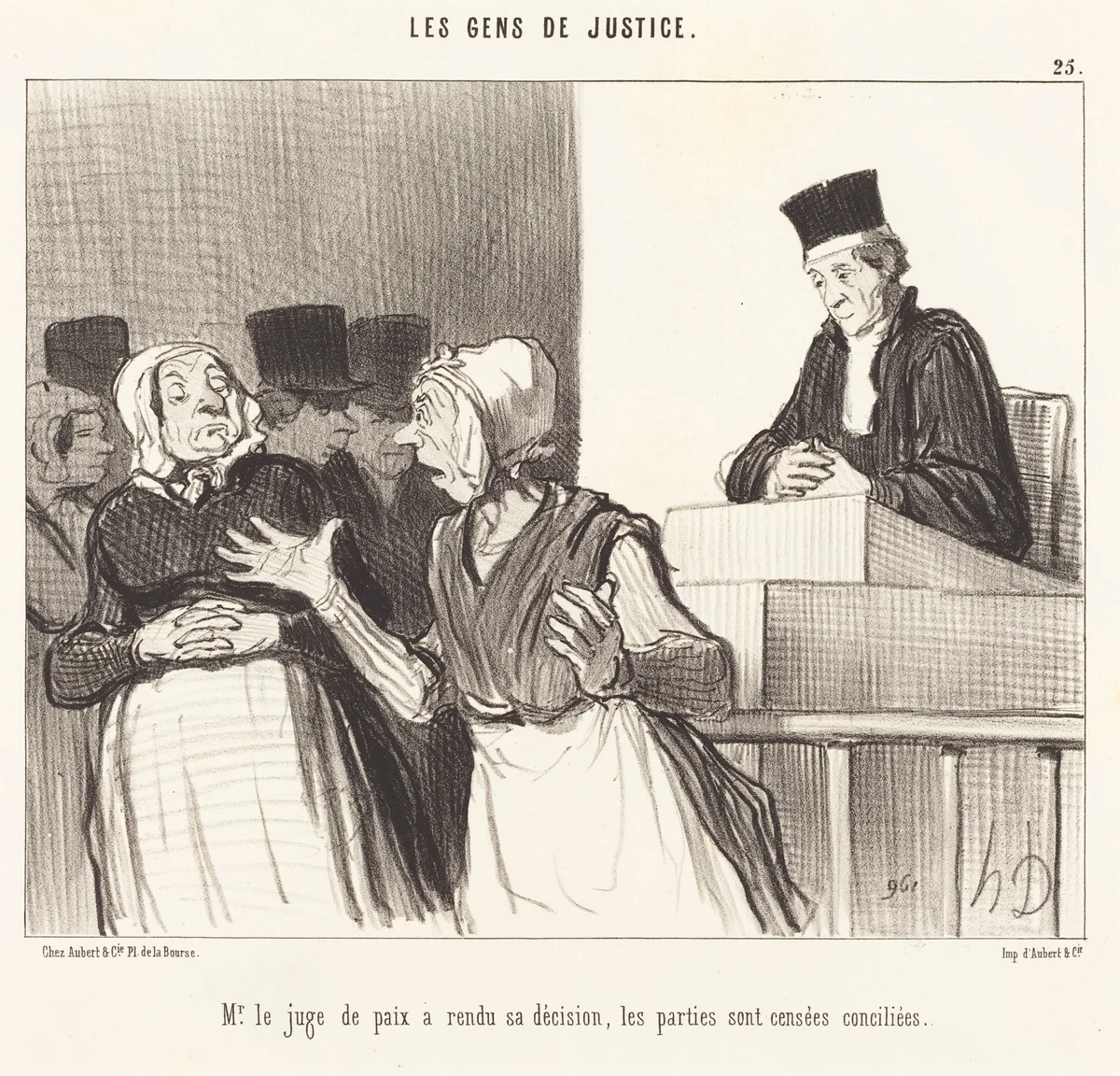 Mr. le Juge de paix a rendu sa décision... by Honoré Daumier, print, 1846