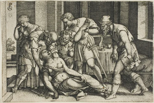 Death of Lucretia by Georg Pencz, print, 1540-1550