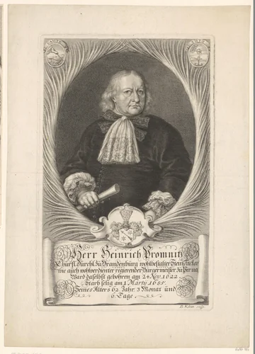 Portret van Heinrich Promnitz by Bartholomäus Kilian, print, 1685
