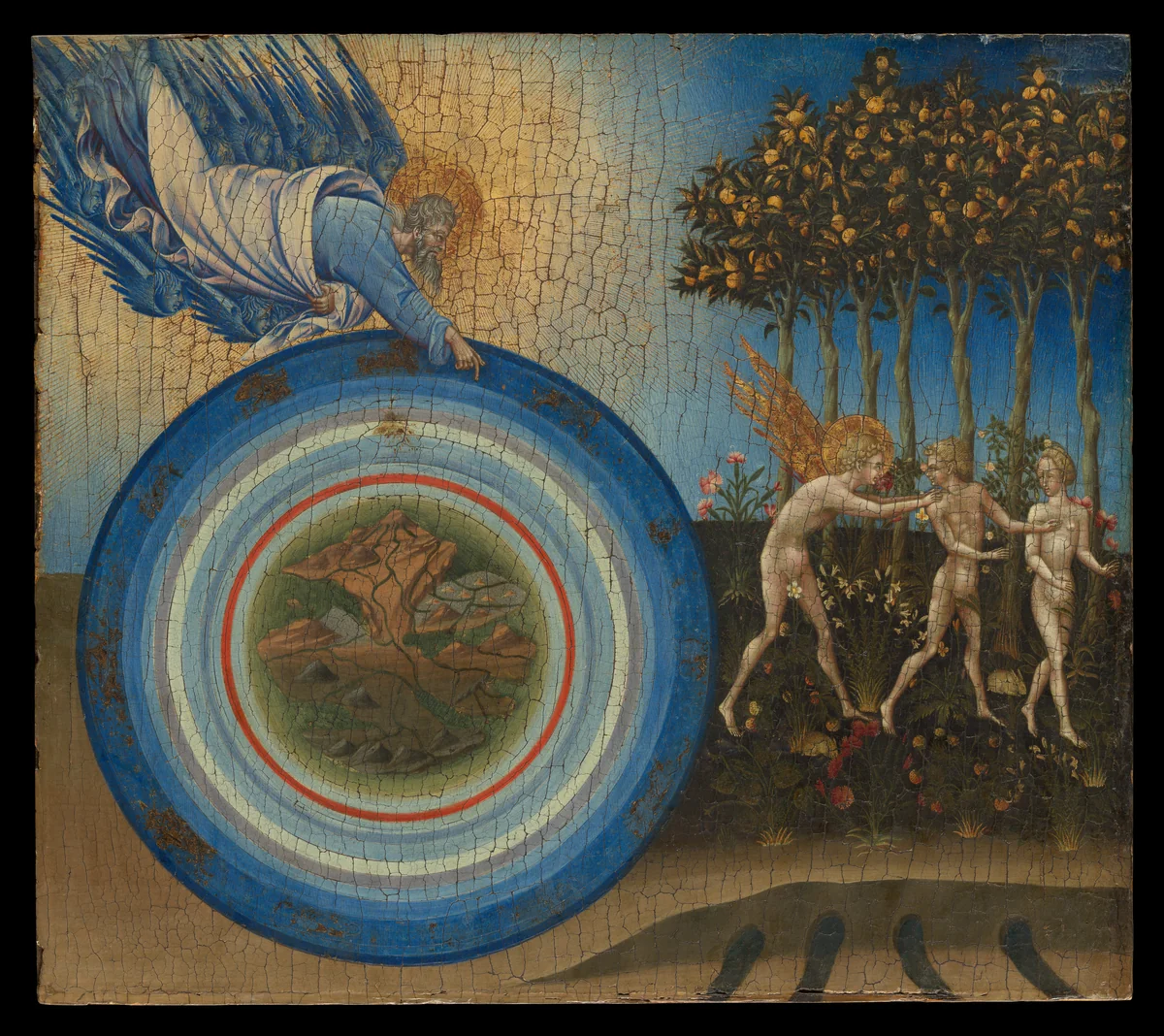 The Creation of the World and the Expulsion from Paradise by Giovanni di Paolo, painting, 1445