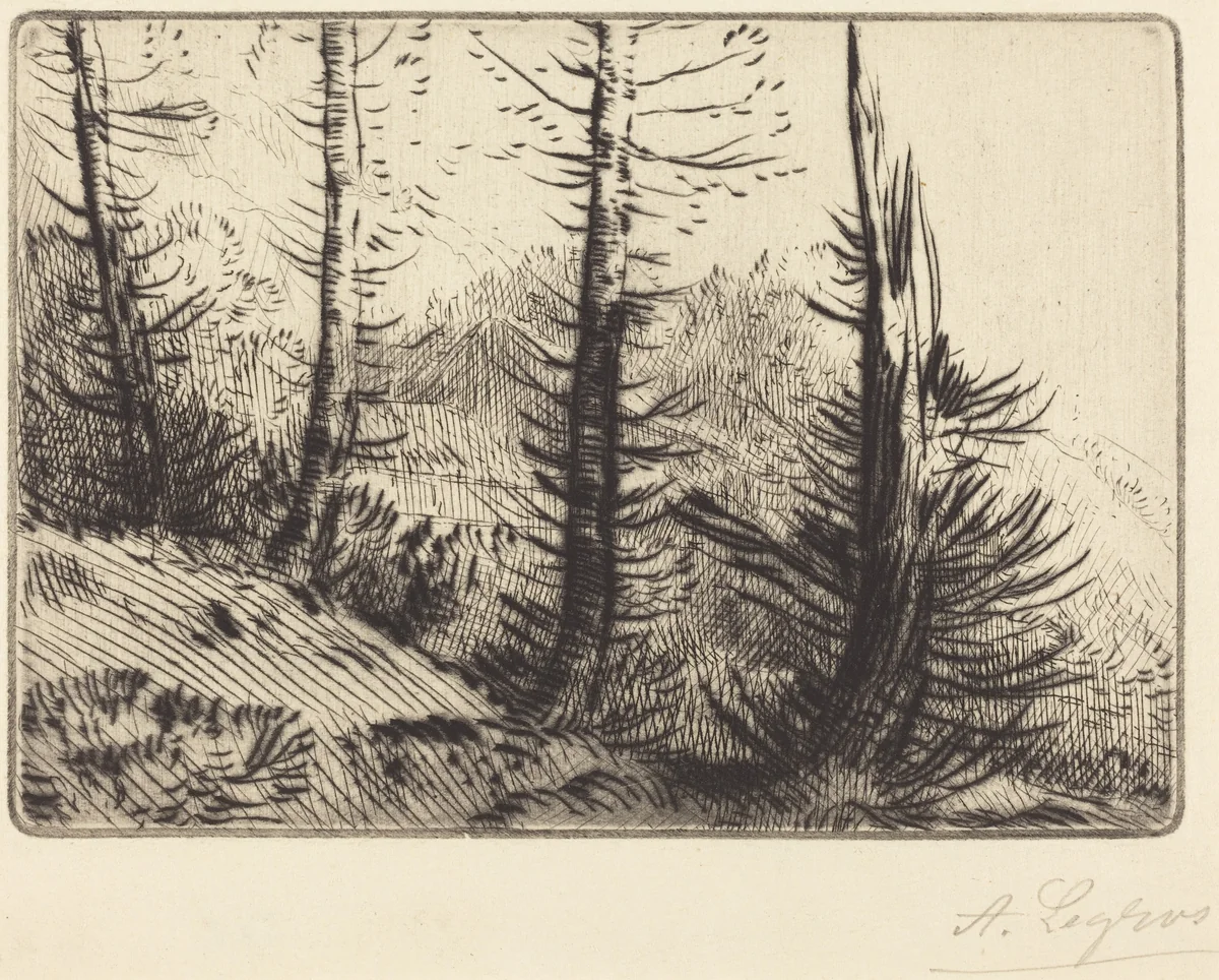 In the Pyrenees (Dans les Pyrenees) by Alphonse Legros, print, 1837-1911