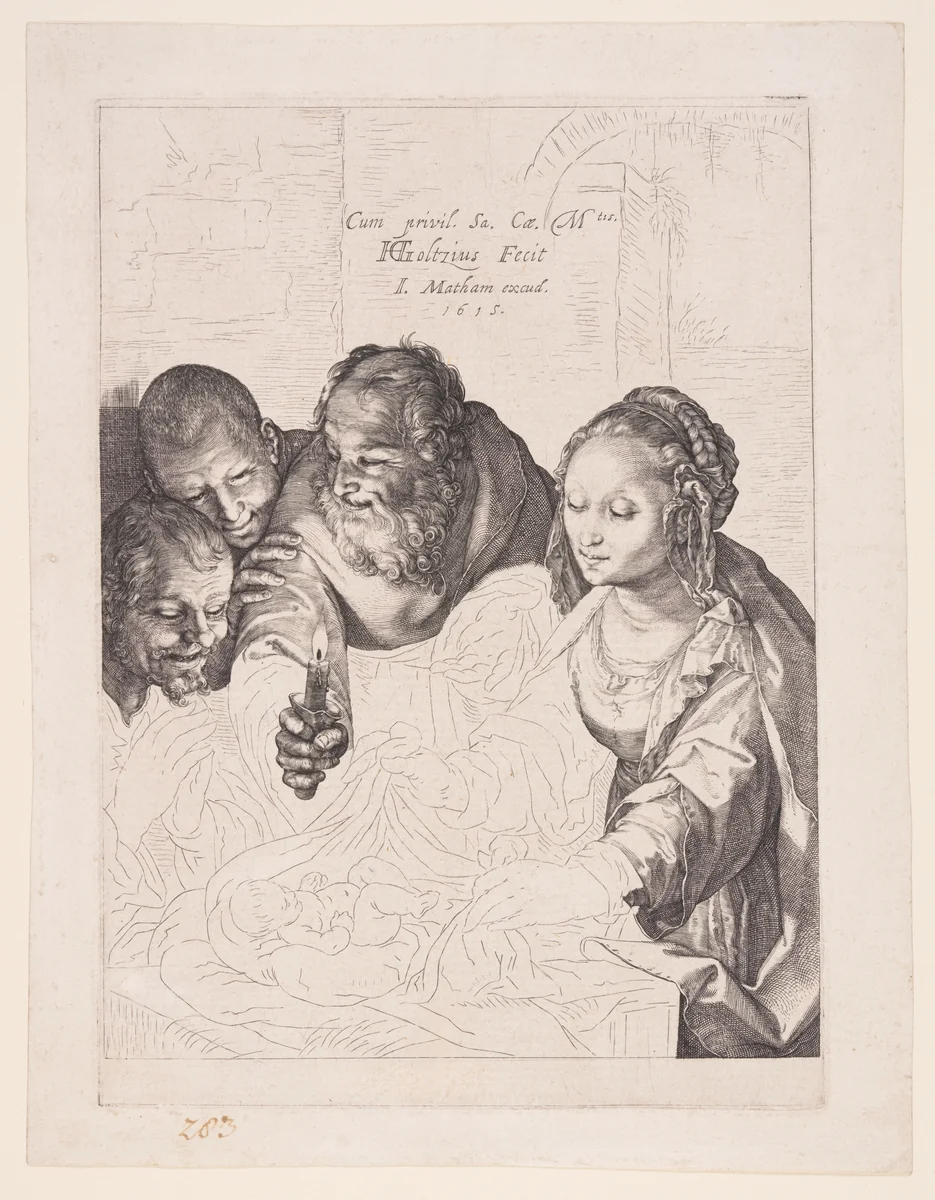 The Adoration of the Shepherds by Hendrick Goltzius, print, 1594-1604