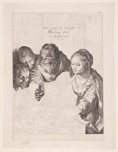 The Adoration of the Shepherds by Hendrick Goltzius, print, 1594-1604