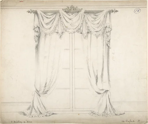 Design for Curtains and Rod by Charles Hindley and Sons, drawing, 1841-1884
