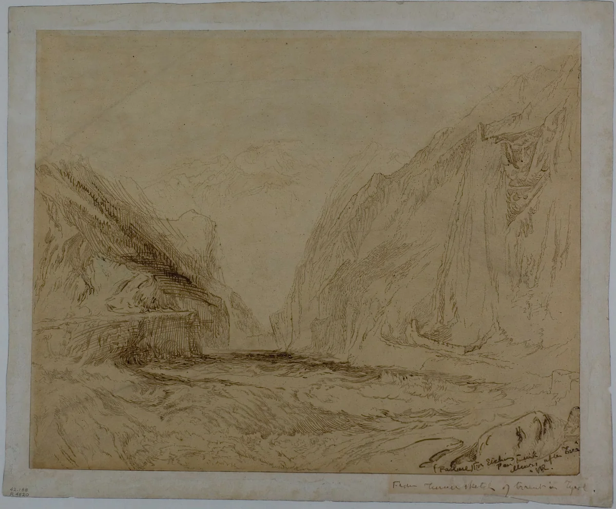 Torrent in Tyrol by John Ruskin, drawing, 1839-1900