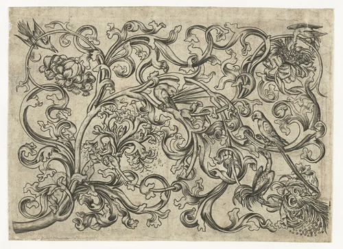 Ranken met vogels by Israhel van Meckenem, print, 1455-1503