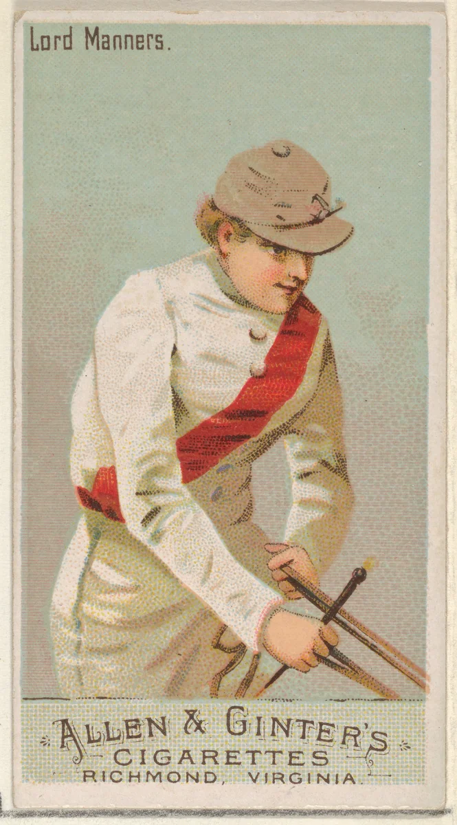 Lord Manners, from the Racing Colors of the World series (N22a) for Allen & Ginter Cigarettes by Allen & Ginter, print, 1888