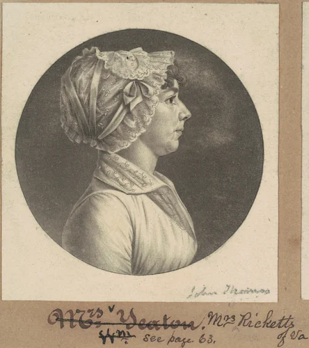 Mary Barr Ricketts by Charles B. J. Févret de Saint-Mémin, print, 1800-1810