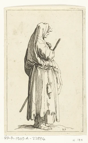 Oude boerin by Frederick Bloemaert, print, 1635-1669