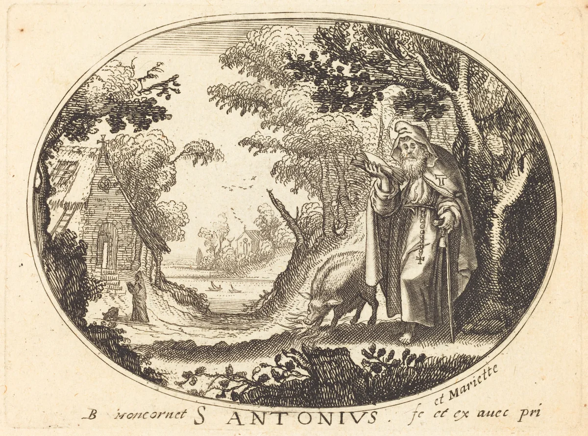 Saint Anthony by Balthasar Moncornet, print, 1600-1668