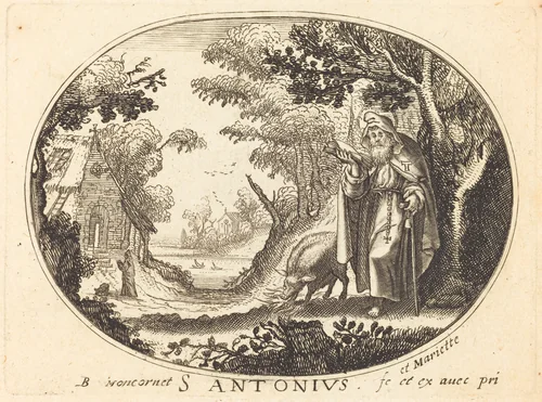Saint Anthony by Balthasar Moncornet, print, 1600-1668