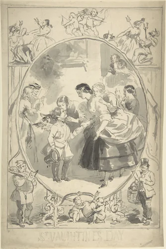 Design for the Cover of a Magazine, Valentine's Day Issue by anonymous, drawing, 1855-1865