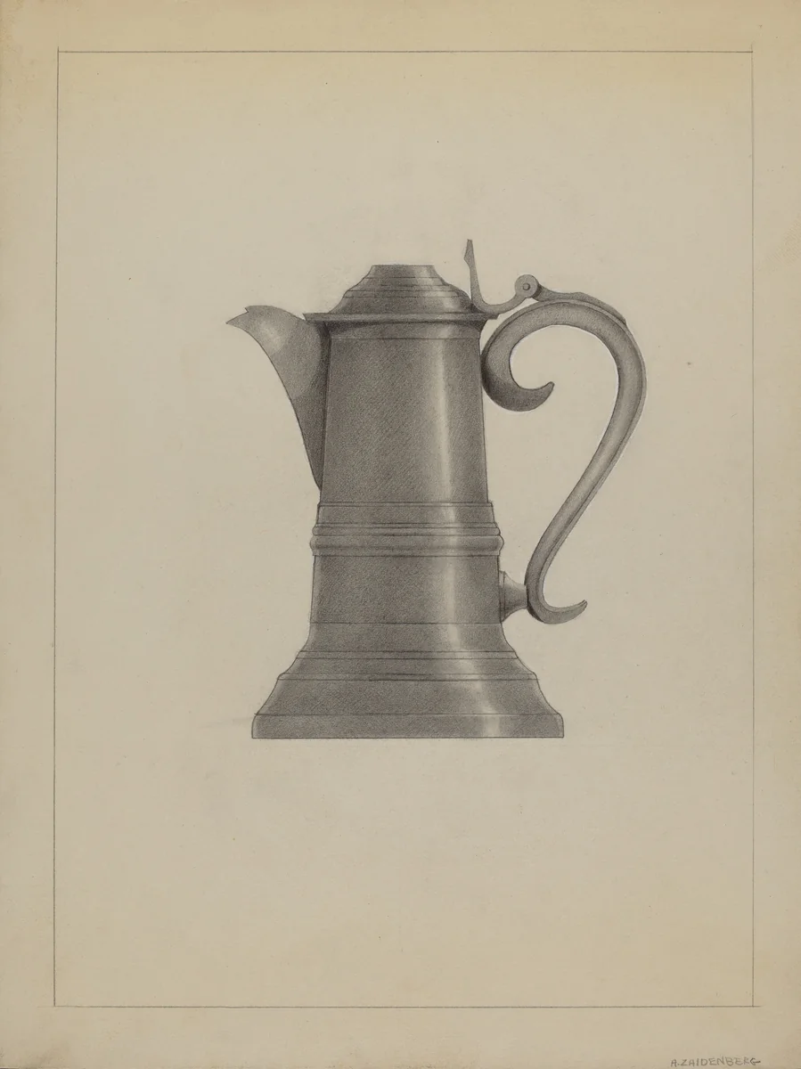 Pewter Flagon by Arthur Zaidenberg, index of american design, 1936