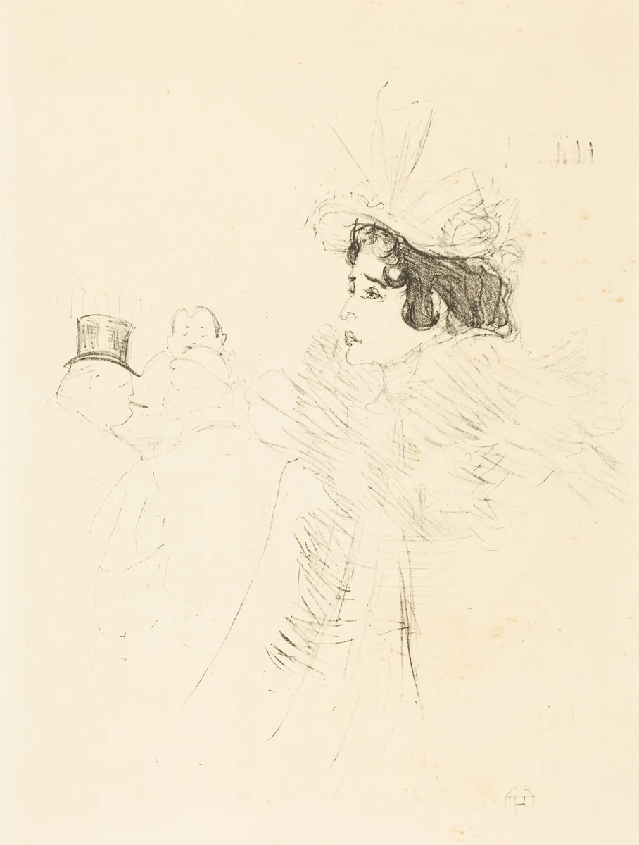 Miss May Belfort in the Irish and American Bar, rue Royale (Miss Belfort Belfort au Irish and American Bar, Rue Royale) by Henri de Toulouse-Lautrec, print, 1895