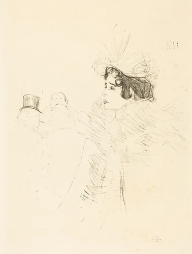 Miss May Belfort in the Irish and American Bar, rue Royale (Miss Belfort Belfort au Irish and American Bar, Rue Royale) by Henri de Toulouse-Lautrec, print, 1895