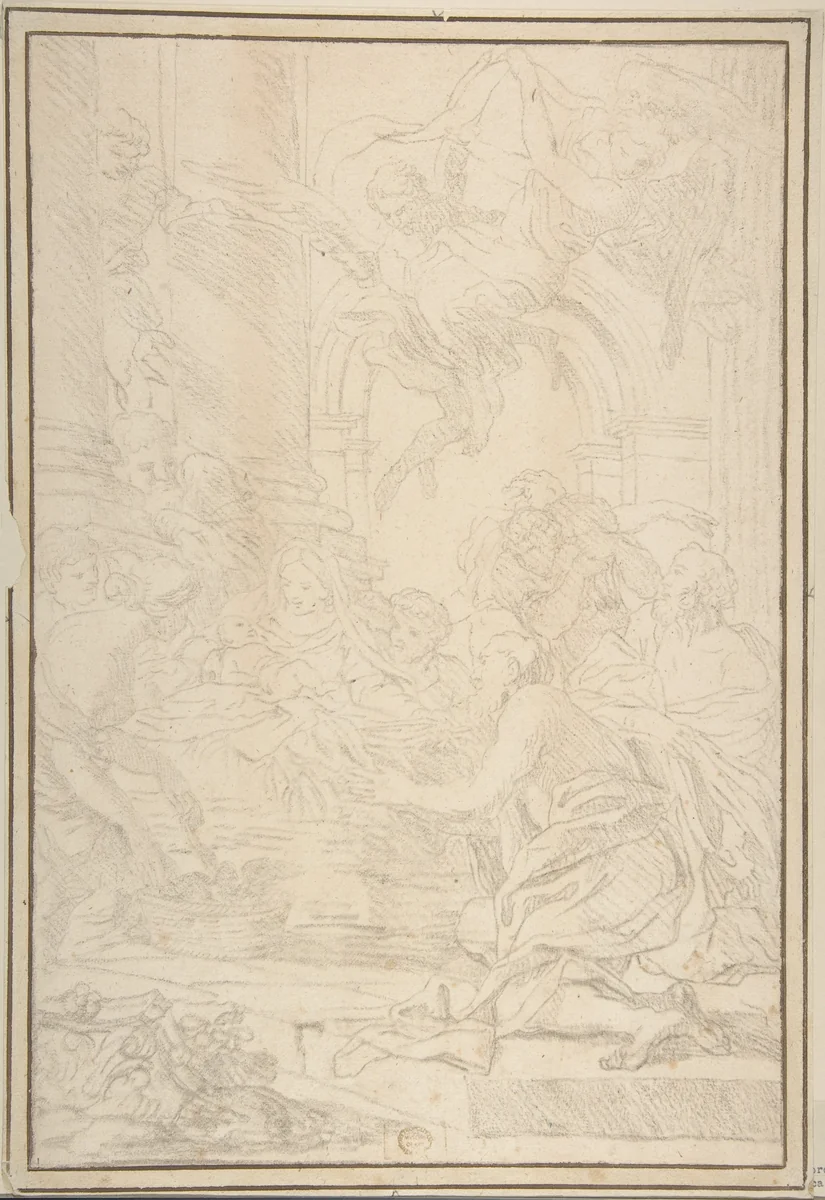 The Adoration of the Shepherds by anonymous, drawing, 1600-1700