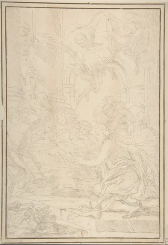 The Adoration of the Shepherds by anonymous, drawing, 1600-1700