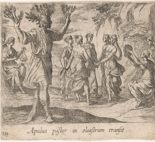 Apulische herder in een olijfboom veranderd by Antonio Tempesta, print, 1606-1638
