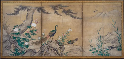 Birds and Flowers by Kano Mitsunobu (狩野光信), painting, 1540-1592