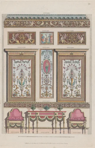 Interior Ornamented Wall, nos. CCCCLXIX–CCCCLXXIX, plate 70 from "Designs for Various Ornaments" by Michelangelo Pergolesi, print, 1801