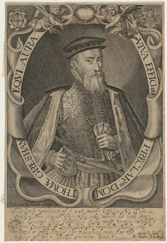 Thomae Gresham Equi. Aura (Sir Thomas Gresham) by Francis Delaram, print, 1590-1627