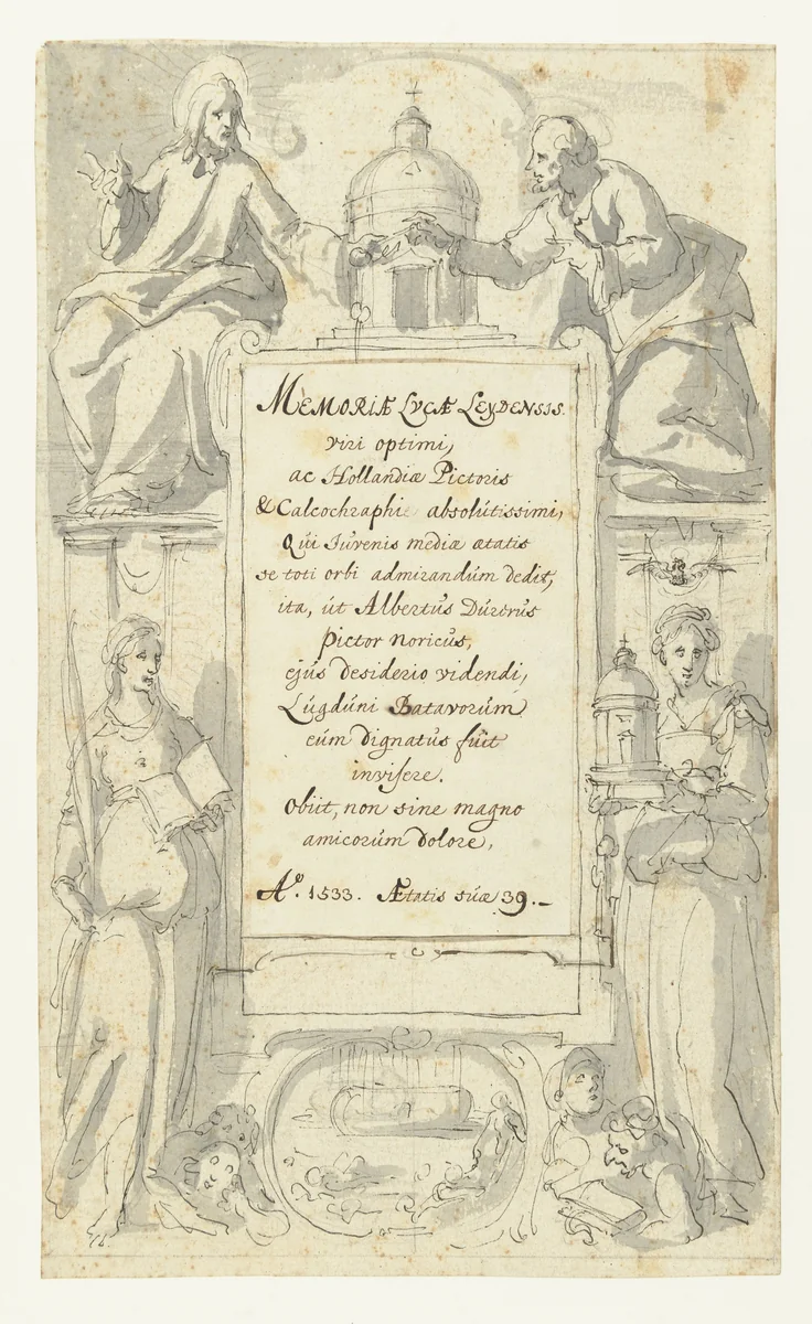 Dedicatie behorend bij Lucas van Leyden collectie by anonymous, drawing, 1600-1699