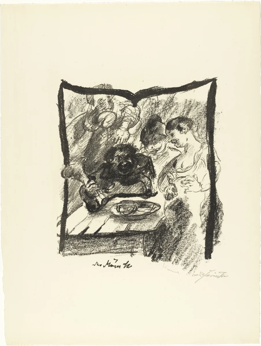 Letter M (Buchstabe M) from the illustrated book in portfolio form The ABCs (Das ABC) by Lovis Corinth, print, 1916