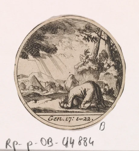 Geboorte van Isaak aangekondigd by Jan Luyken, print, 1700
