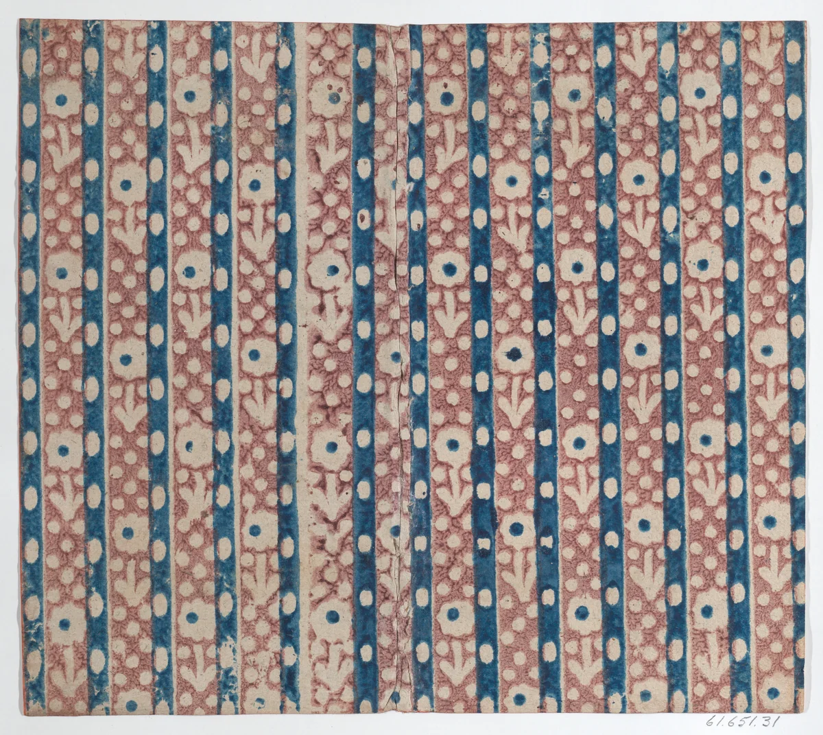 Sheet with stripe and floral pattern by anonymous, print, 1700-1800