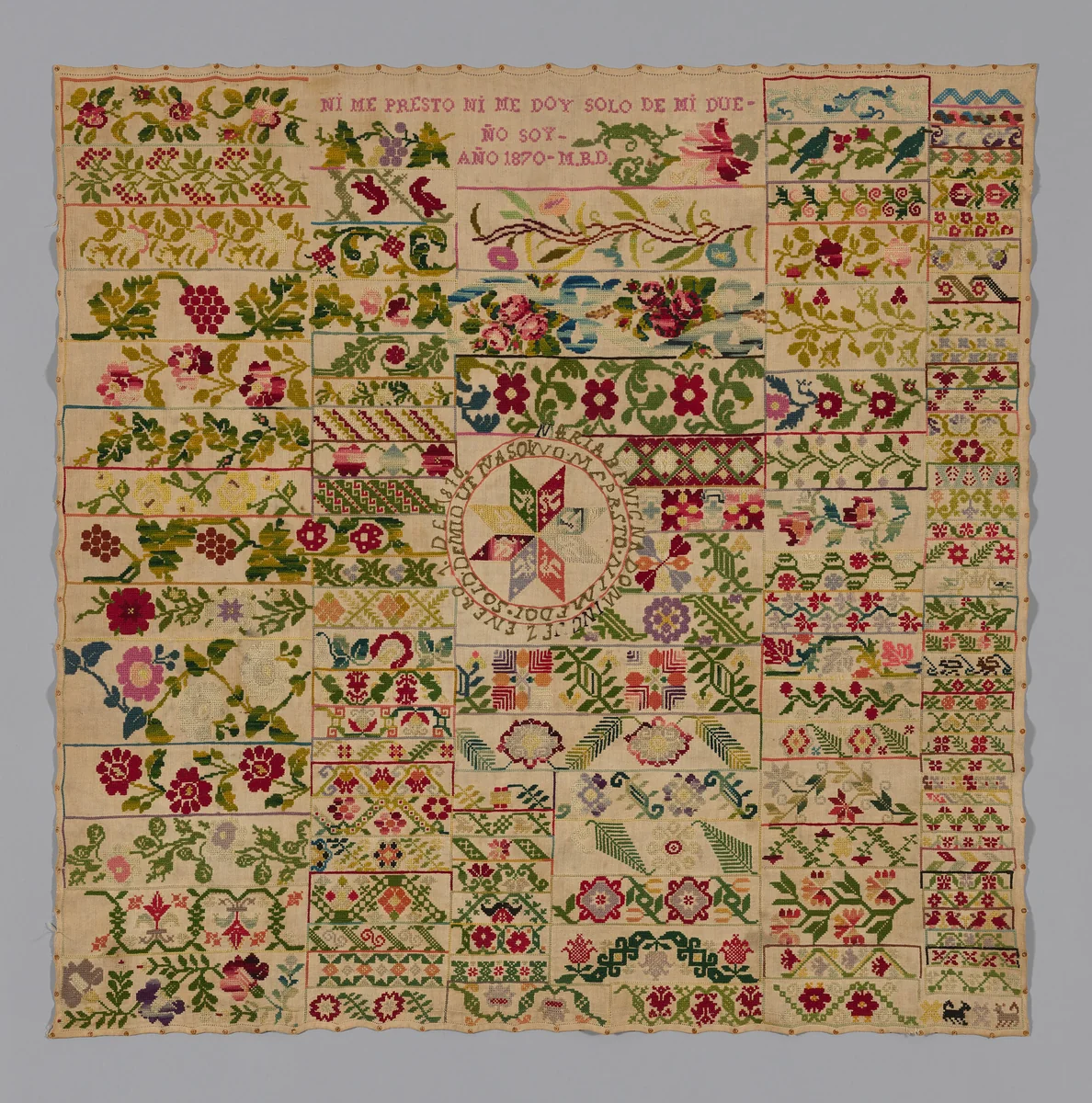 Sampler by Mexico, textile, 1800-1900