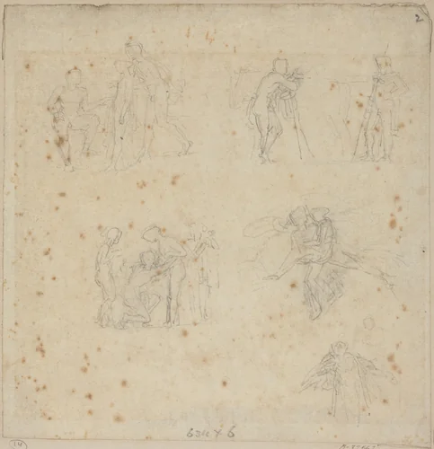 Figure Studies by John Flaxman, drawing, 1755-1826