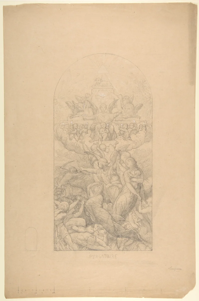 Purgatory by Jules Eugène Lenepveu, drawing, 1835-1898