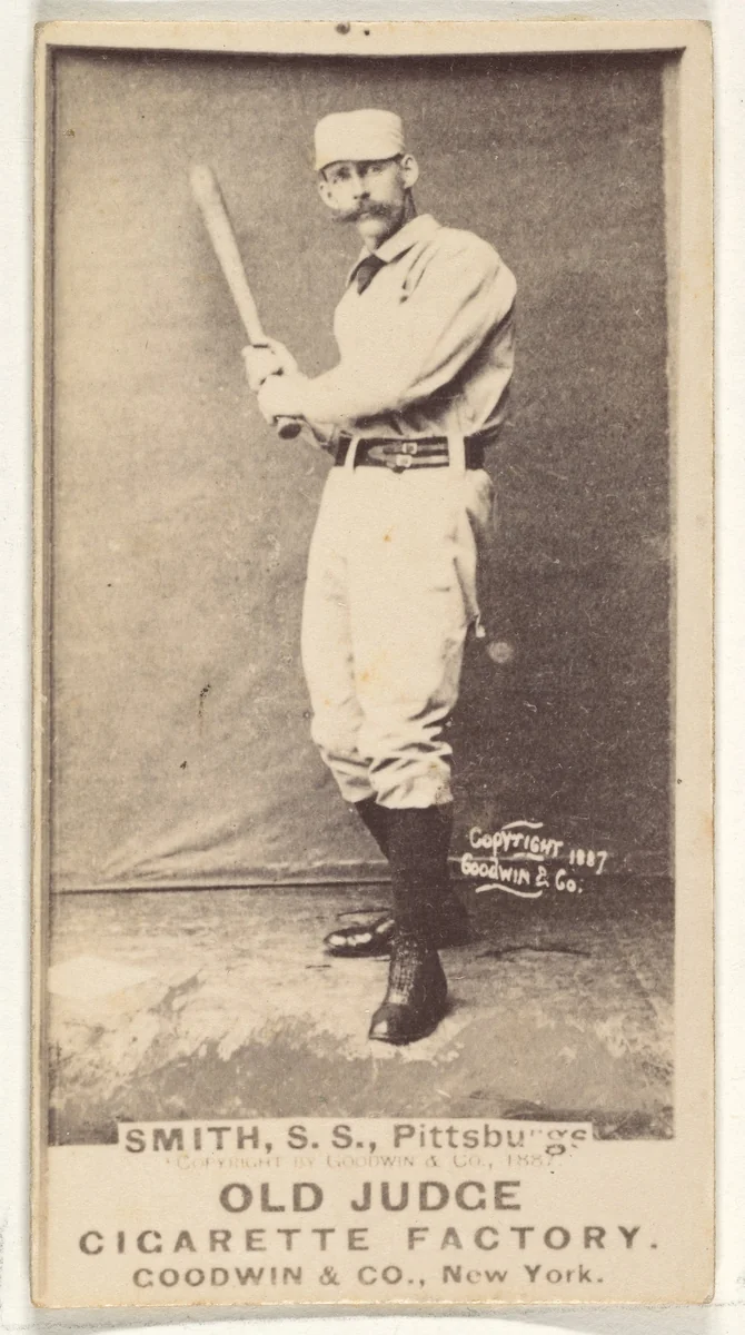 Charles Marv "Pop" Smith, Shortstop, Pittsburgh, from the Old Judge series (N172) for Old Judge Cigarettes by Goodwin & Company, photograph, 1887