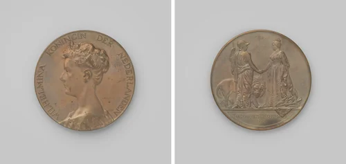 Gedenkpenning ter ere van de inhuldiging van Wilhelmina by anonymous, metalwork, 1898