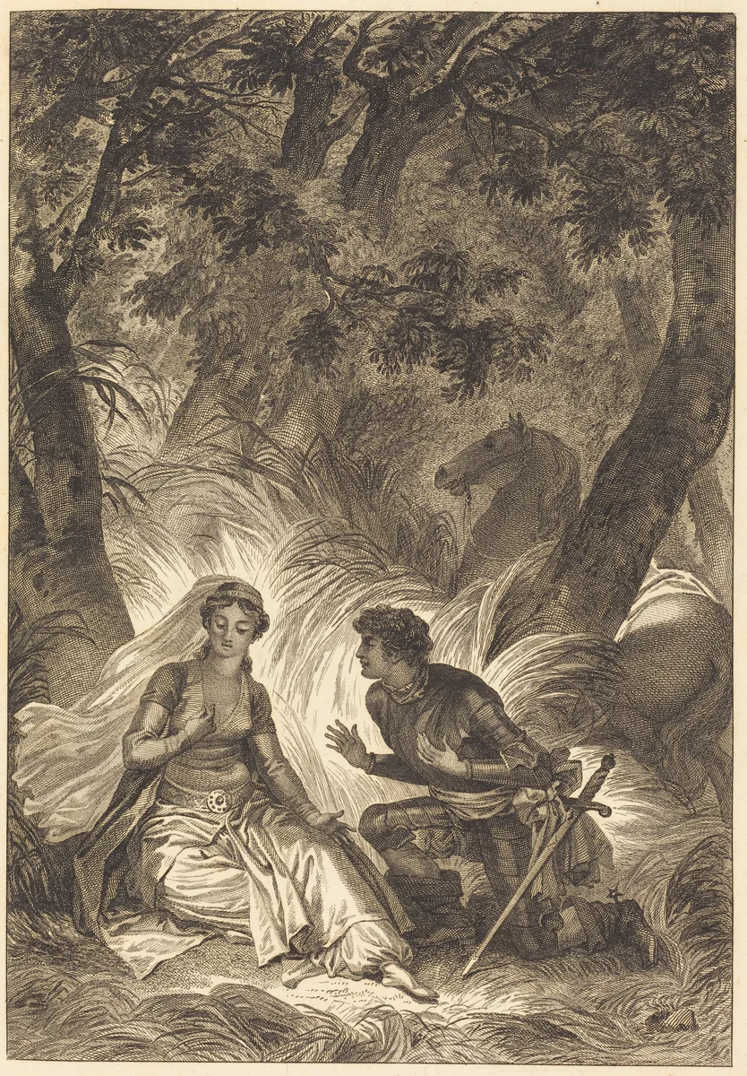 La fiancee du roi de Garbe: La chevalier by Jean Honoré Fragonard, print, 1700-1799