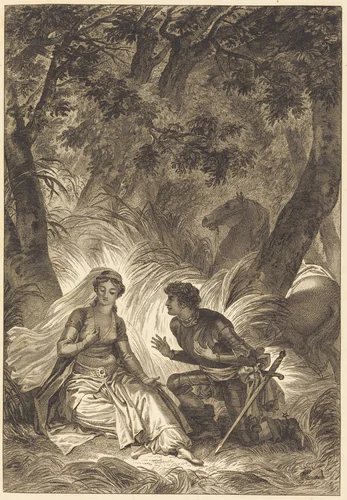 La fiancee du roi de Garbe: La chevalier by Jean Honoré Fragonard, print, 1700-1799