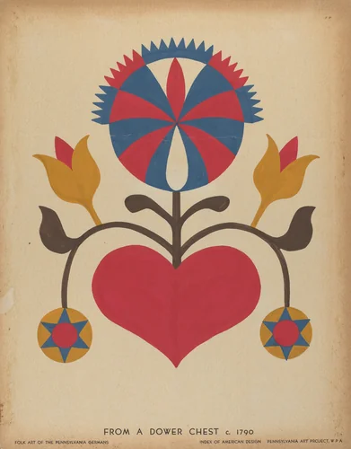 Drawing for Plate 13: From the Portfolio "Folk Art of Rural Pennsylvania" by American 20th Century, index of american design, 1939