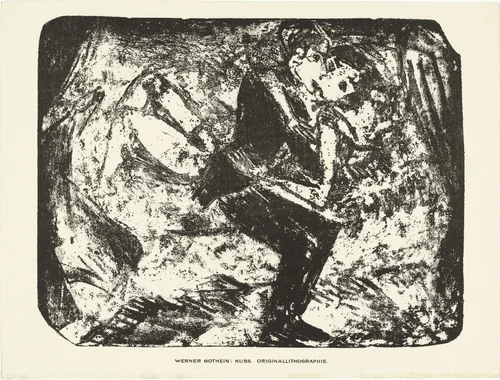 Kiss (Kuss) (plate, preceding p. 129) from the periodical Das Kunstblatt, vol. 2, no. 5 (May 1918) by Werner Gothein, print, 1918