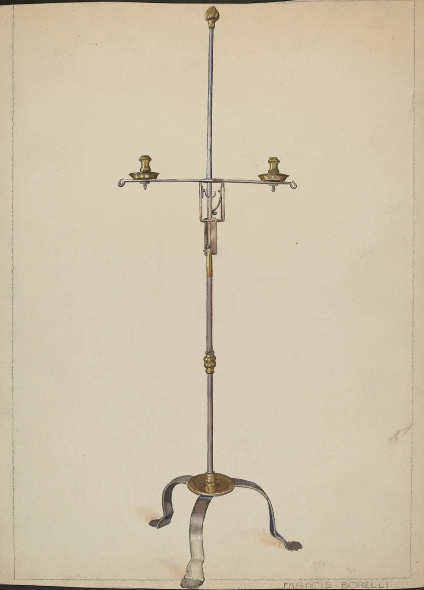 Iron and Brass Candlestand by Francis Borelli, index of american design, 1935-1942