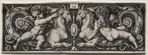 Two Genii by Hans Sebald Beham, print, 1544