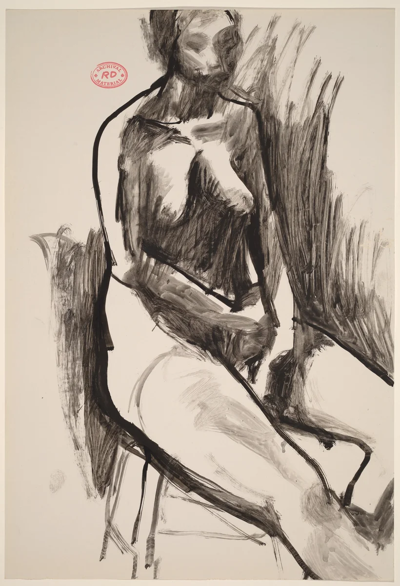 Untitled [seated female nude with arms in lap] by Richard Diebenkorn, drawing, 1955-1967
