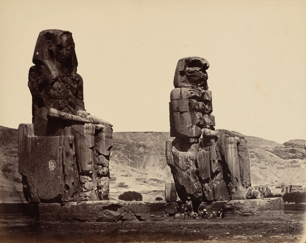 Colosses de Memnon à Thèbes (Colossi of Memnon at Thebes) by Wilhelm Hammerschmidt, photograph, 1854-1864