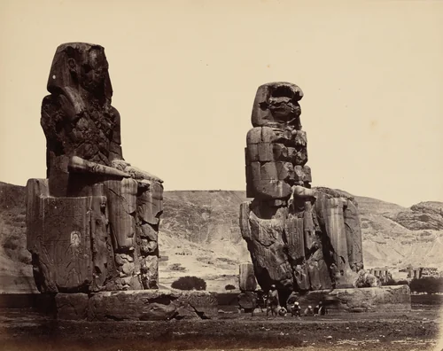 Colosses de Memnon à Thèbes (Colossi of Memnon at Thebes) by Wilhelm Hammerschmidt, photograph, 1854-1864