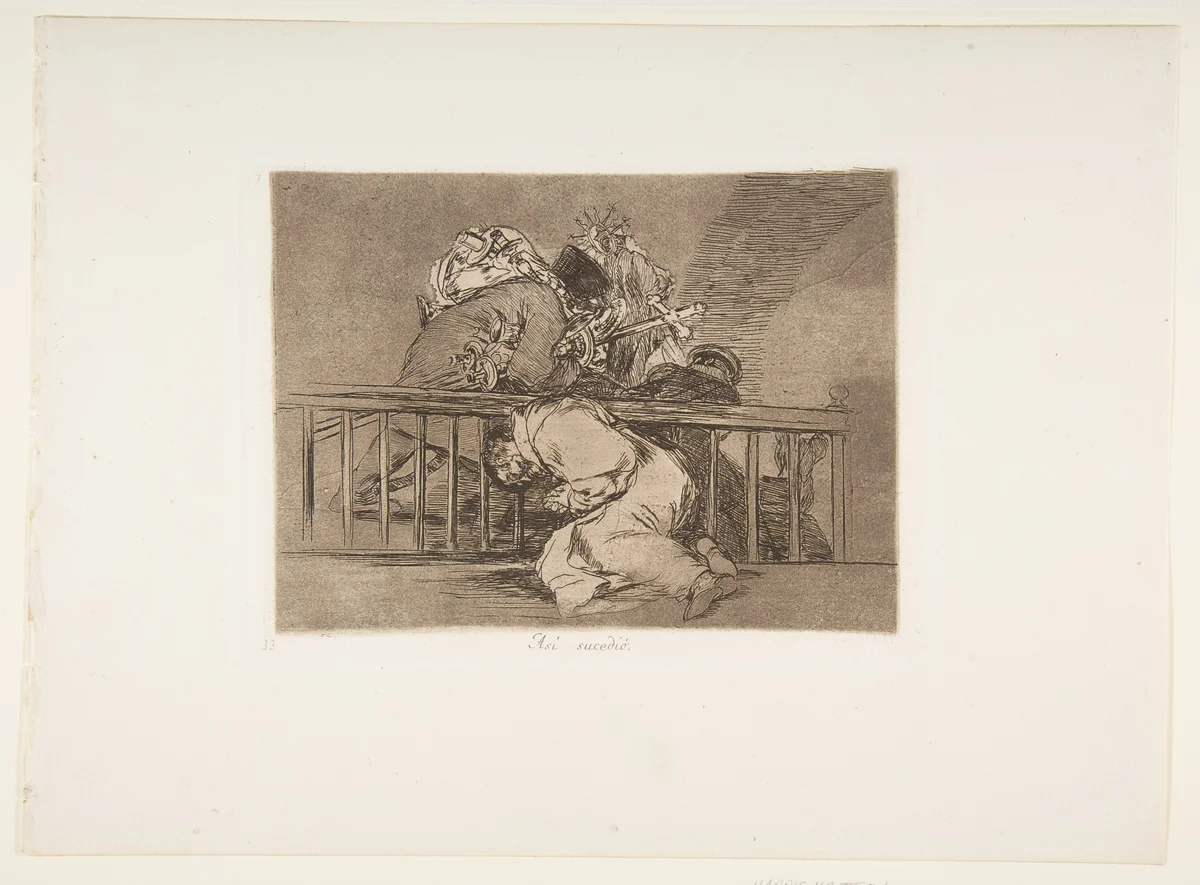 Plate 47 from "The Disasters of War" (Los Desastres de la Guerra): 'This is how it happened' (Así sucedió) by Goya, print, 1863