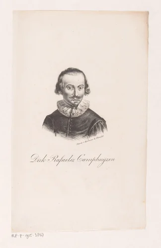 Portret van Dirk Rafaelsz. Camphuysen by anonymous, print, 1828-1843