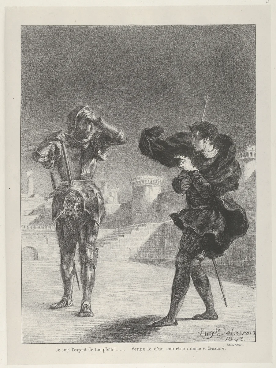The Ghost on the Terrace by Eugène Delacroix, print, 1843